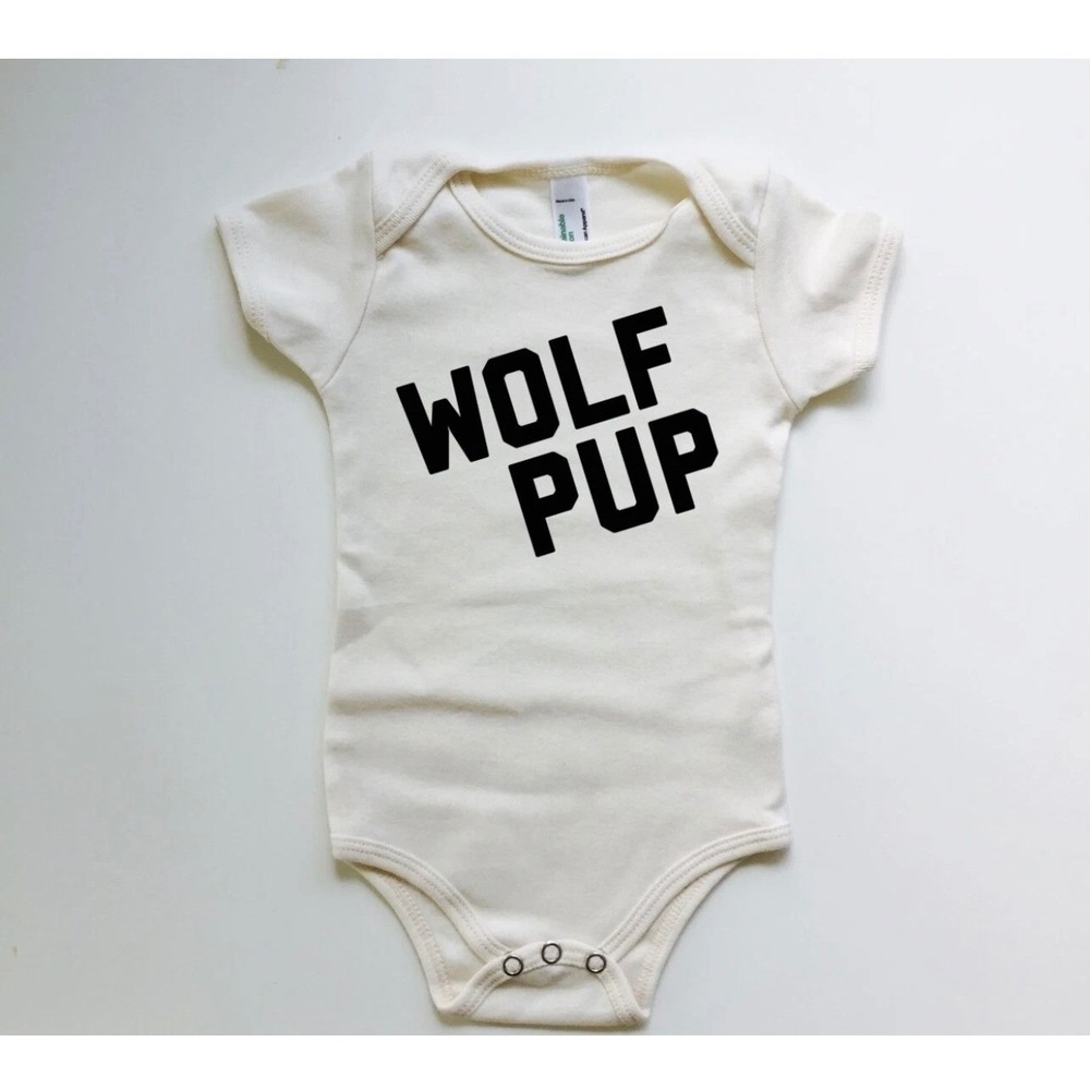 Wolf Pup Organic Cotton Bodysuit Natural Cream 6-12 Months